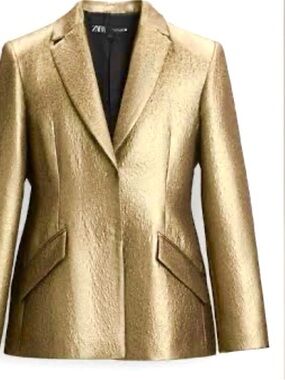 ZARA BLAZER METALLIC GOLD COLLECTION JACKET COAT